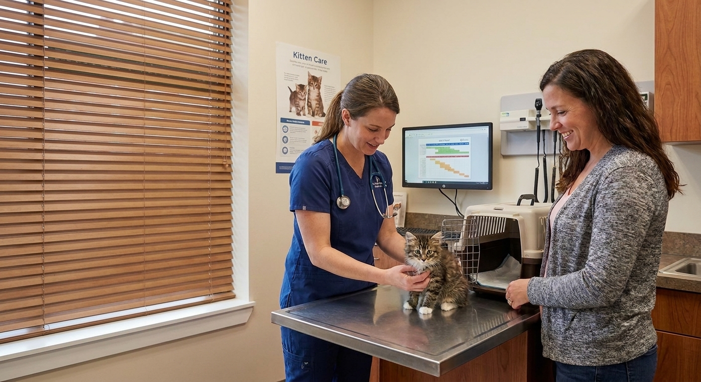 Kitten's first vet visit in Manassas for a healthy start