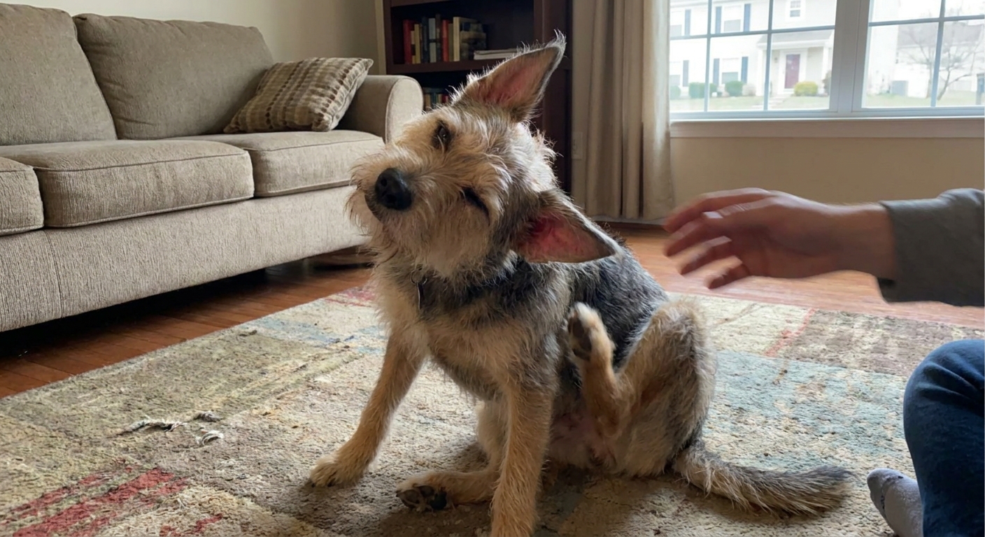 Dog and cat showing signs of ear infection in Manassas such as head shaking and scratching